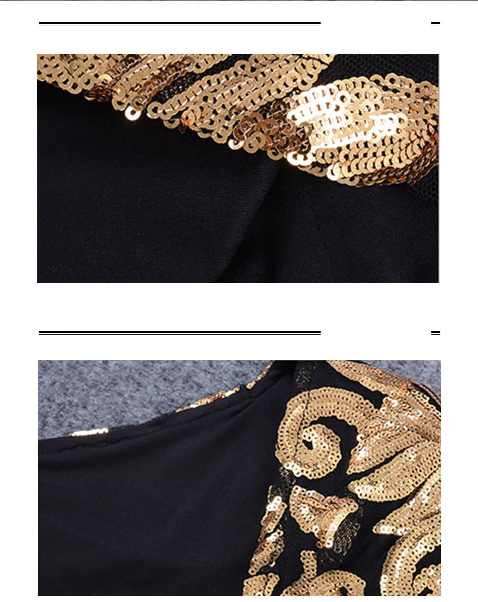 Elegant Spring Evening Dress with Sequins and Deep V Cut