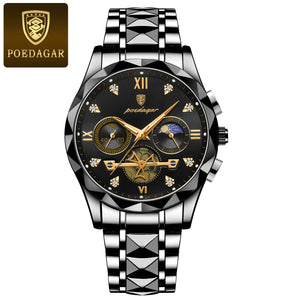 Luxury Stainless Steel Men's Watch with Diamond Accents