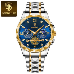 Luxury Stainless Steel Men's Watch with Diamond Accents