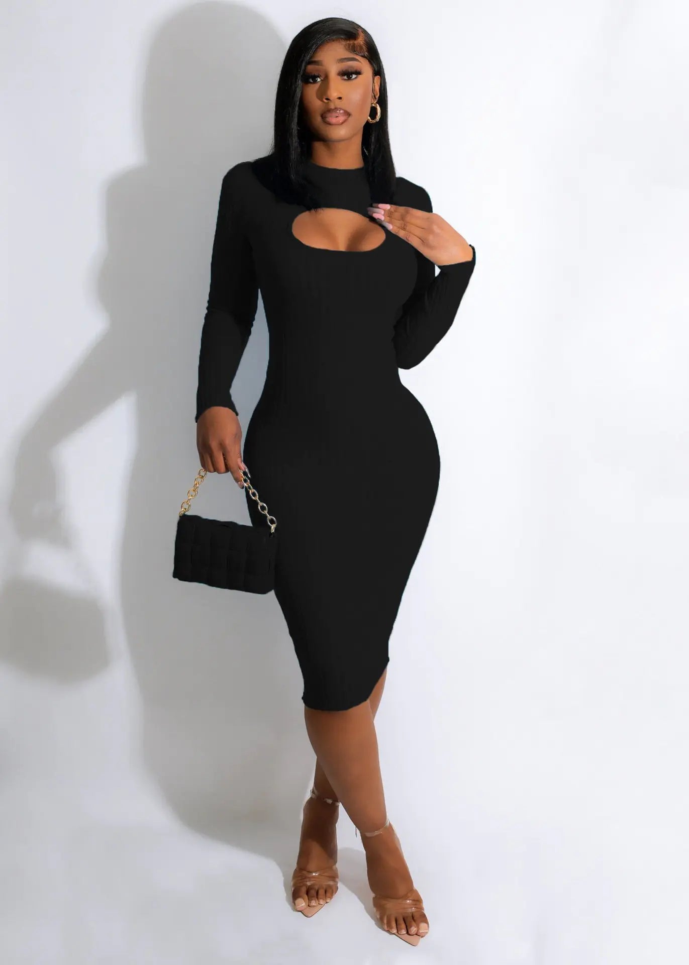 Thick Knitted Slim Cut Out Fashion Dress