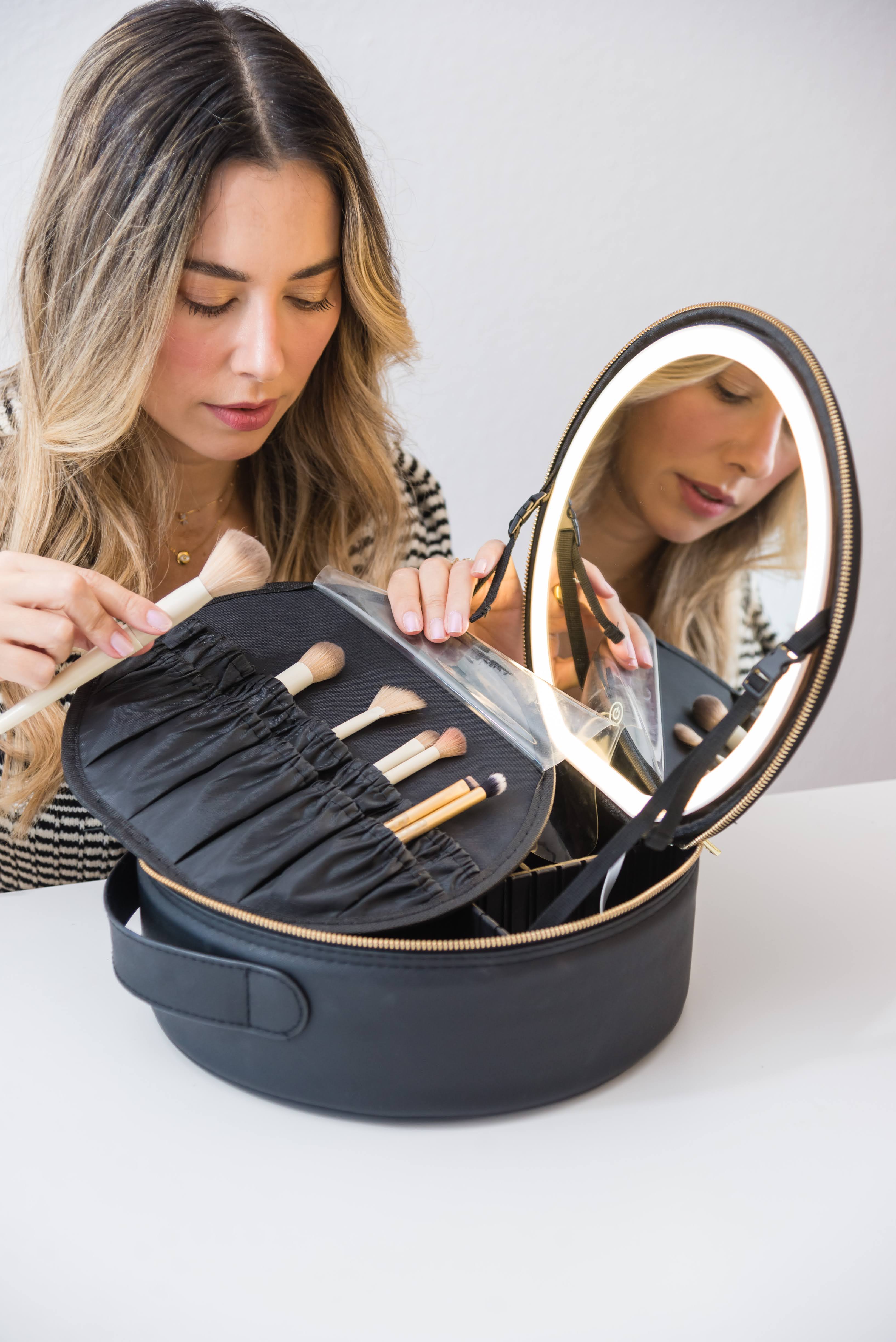 GlowBox Smart Vanity Organizer – Portable Makeup Box with LED Mirror & Adjustable Light