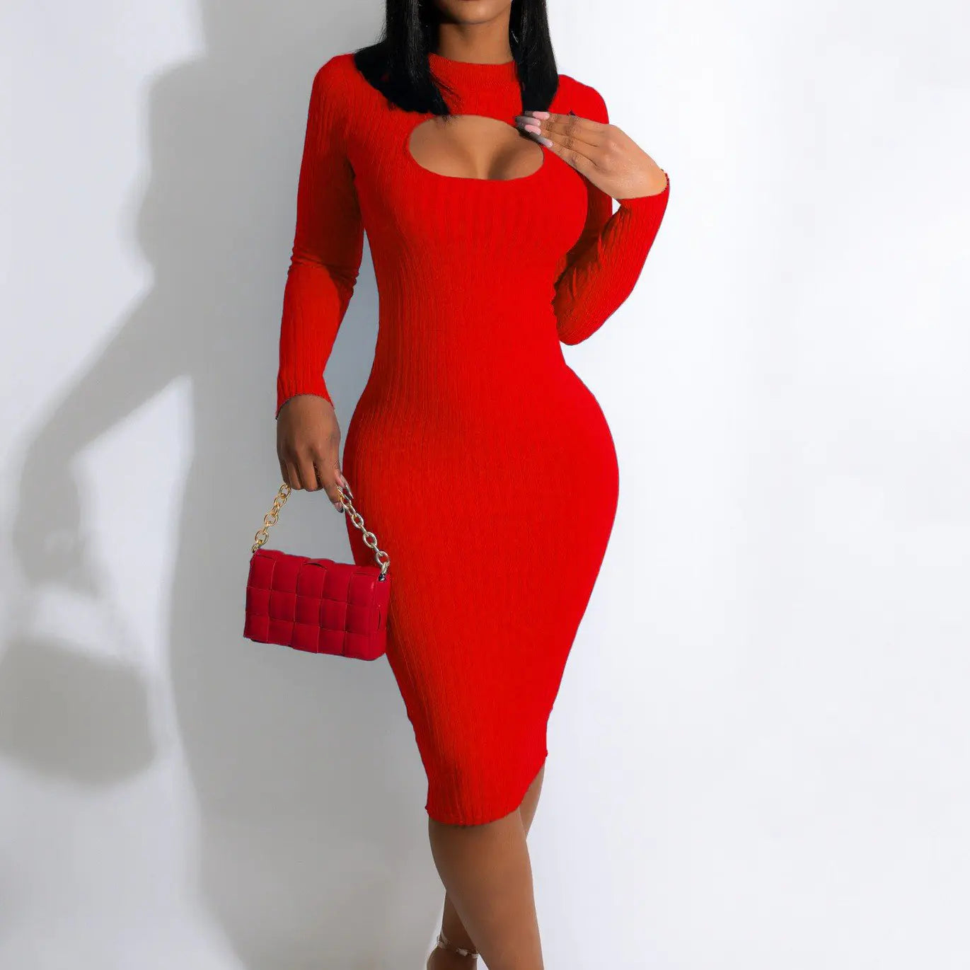 Thick Knitted Slim Cut Out Fashion Dress