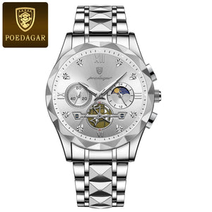 Luxury Stainless Steel Men's Watch with Diamond Accents
