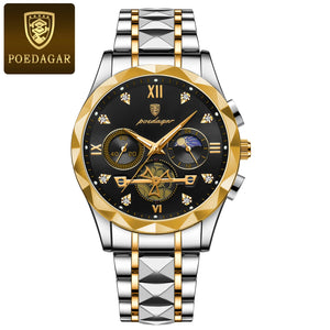Luxury Stainless Steel Men's Watch with Diamond Accents