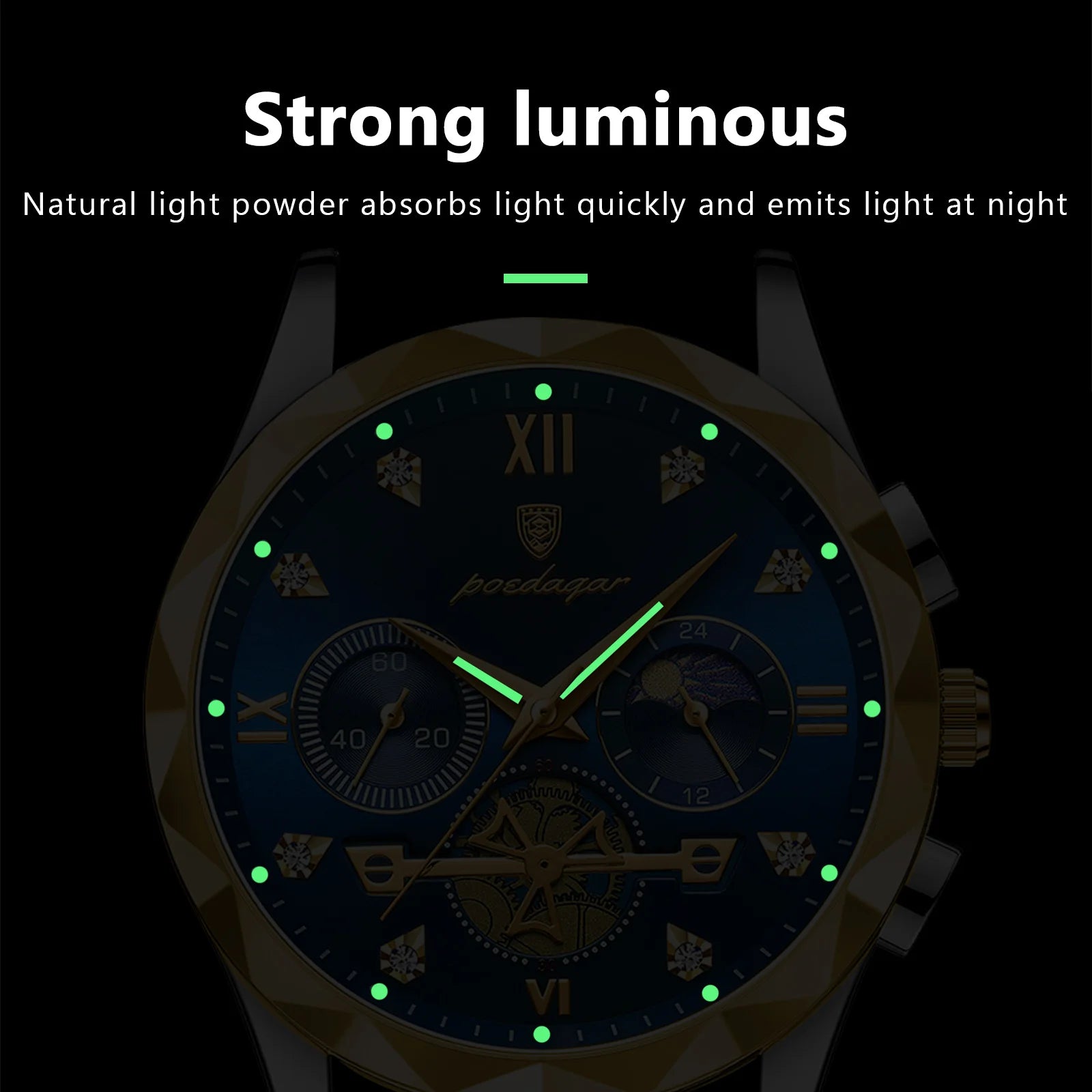 Luxury Stainless Steel Men's Watch with Diamond Accents