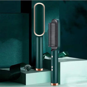 Electric PTC heat straightening brush One Step Hair Dryer 3 In 1 Ceramic Flat Iron Women Hair Straightener comb And Curling