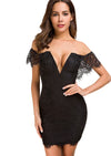 Lace Dress, Low-Cut Lace Dress, Bodycon Lace Dress