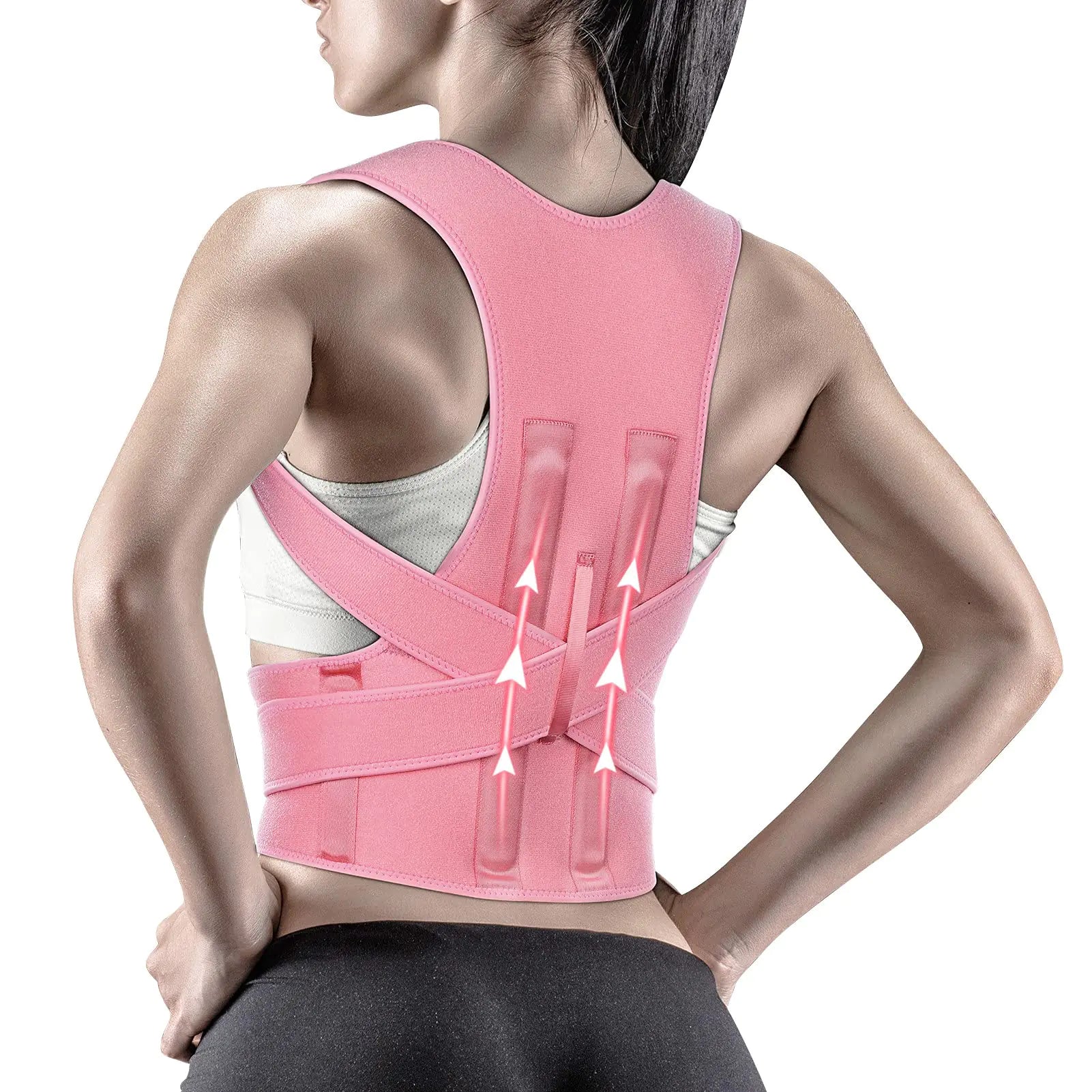 Frii Posture Corrector for Women and Man Back Brace Support straightener Shoulder Lumbar Adjustable Breathable Improve Posture Neck Pain Relief Pink（M）